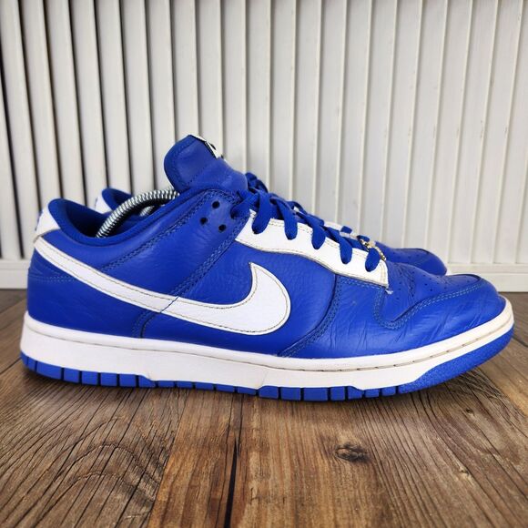 Nike Dunk Low Sneakers Mens Size 11.5 Royal Blue White Leather Shoes FJ2253-901